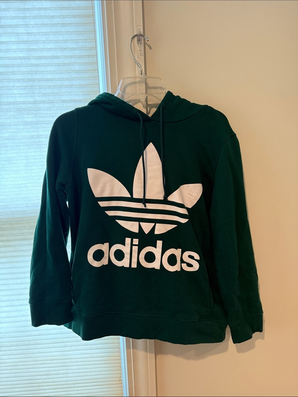 adidas Dark Green Hoodie with White Trefoil Logo
